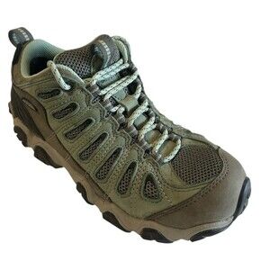 Oboz Women's Sz 7 Hiking Trail B Dry Waterproof Leather Gray Green Lace Up Shoes